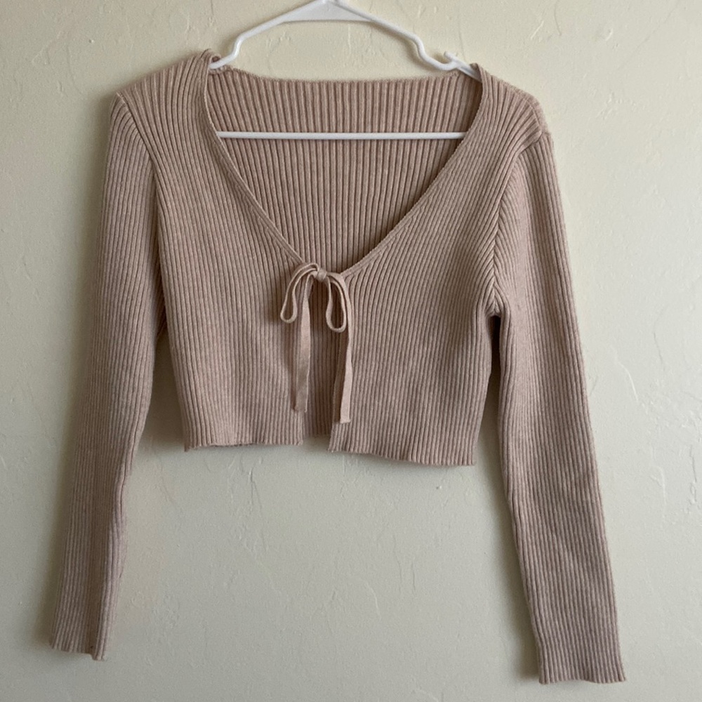 Beige tie cardigan!